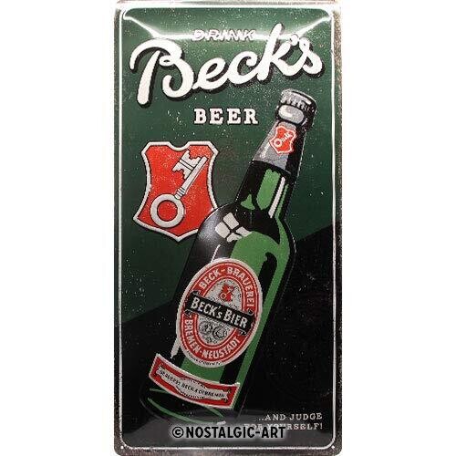Plaque métal 50 x 25 cm - Beck's-Beer - Bottle