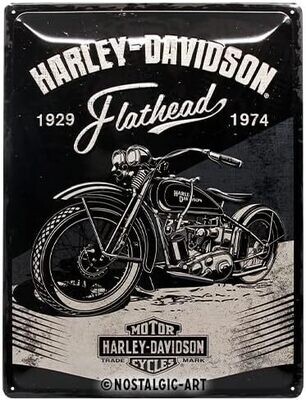 Plaque métal 30 x 40 cm - Harley - Flathead