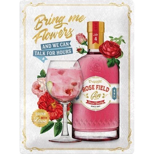 Plaque métal 30 x 40 cm - Gin - Bring me flowers