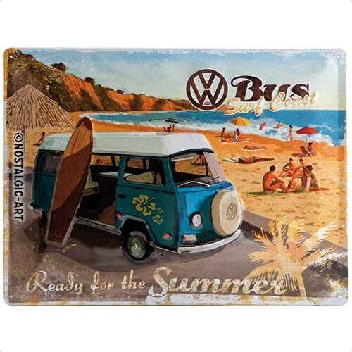 Plaque métal 30 x 40 cm - VW - Bulli - Ready for the Summer