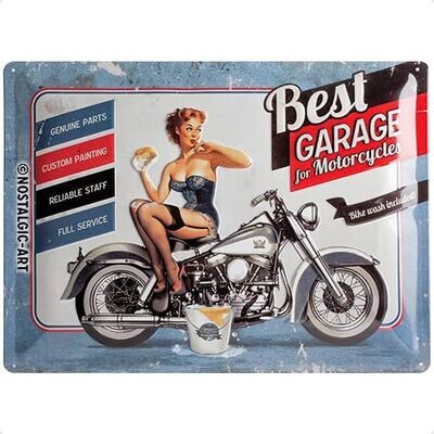 Plaque métal 30 x 40 cm - Best Garage - Blue