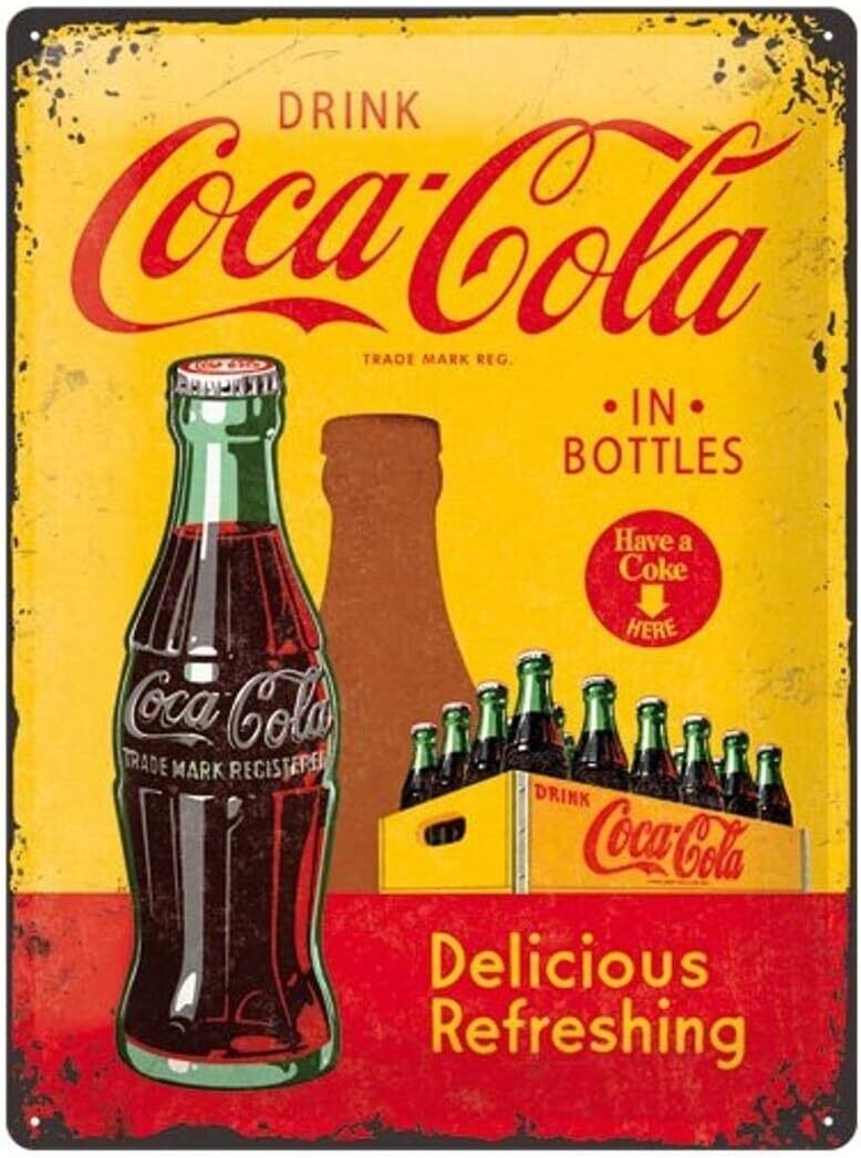 Plaque métal 30 x 40 cm - Coca-Cola - In Bottle Yellow