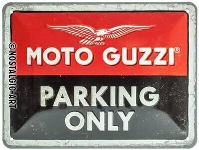 Plaque métal 30 x 40 cm -Moto Guzzi - Parking Only