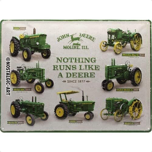 Plaque métal 30 x 40 cm -John Deere - Model Chart