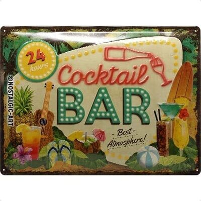Plaque métal 30 x 40 cm - Cocktail Bar