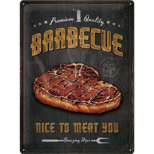 Plaque métal 30 x 40 cm - Barbecue Nice To Meat You