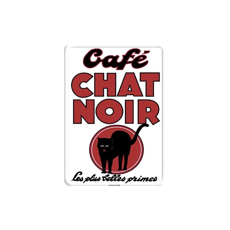 Plaque métal 15 X 21 cm - Café Chat noir