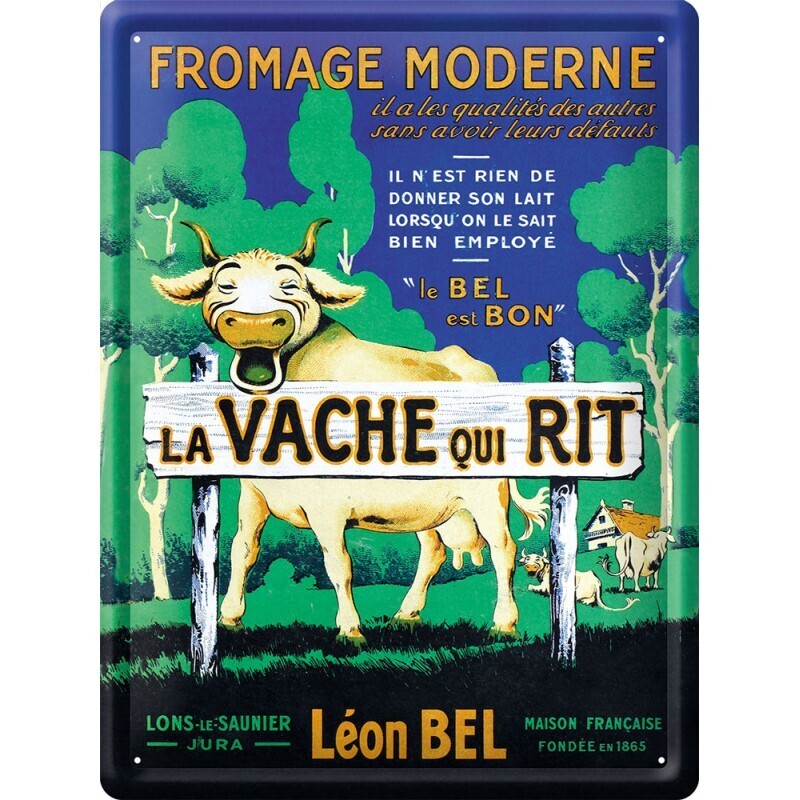 Plaque métal 30 X 40 cm -  Fromage moderne - Vache qui rit