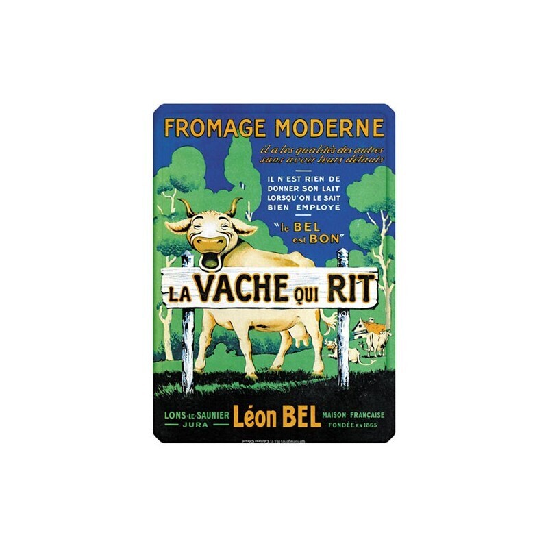Plaque métal 15 X 21 cm - Fromage moderne - Vache qui rit