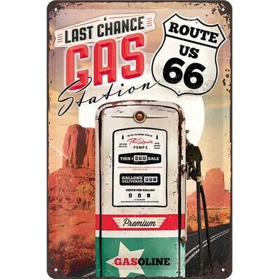 Plaque métal 20 x 30 cm - Route 66 Gas Station