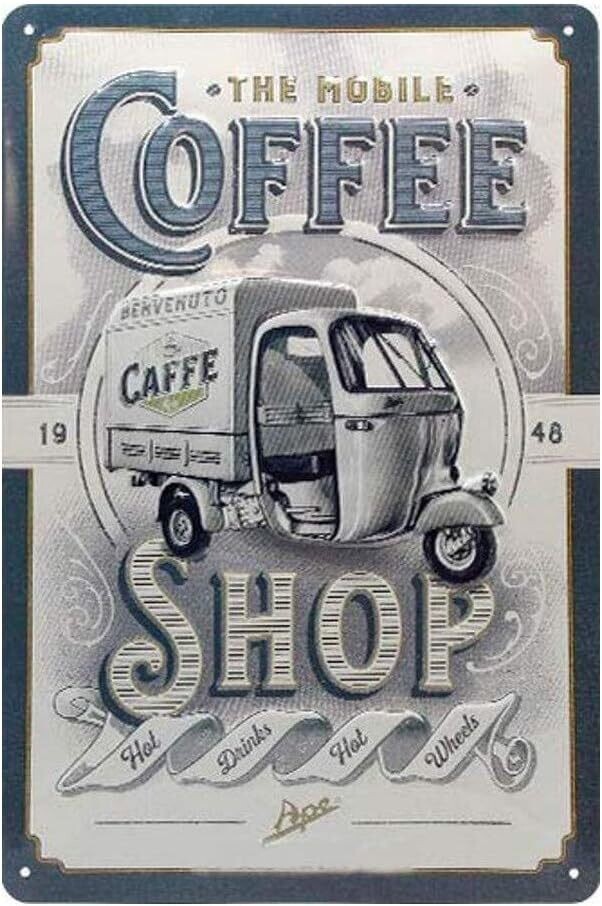 Plaque métal 20 x 30 cm - Ape - Coffee Shop