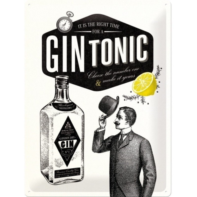 Plaque métal 30 x 40 cm - Gin Tonic
