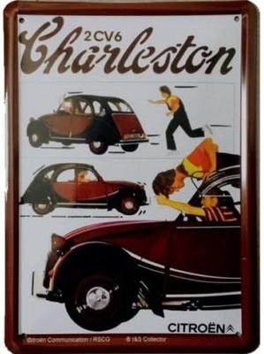 Plaque métal 20 x 30 cm - Citroën 2 CV Charleston