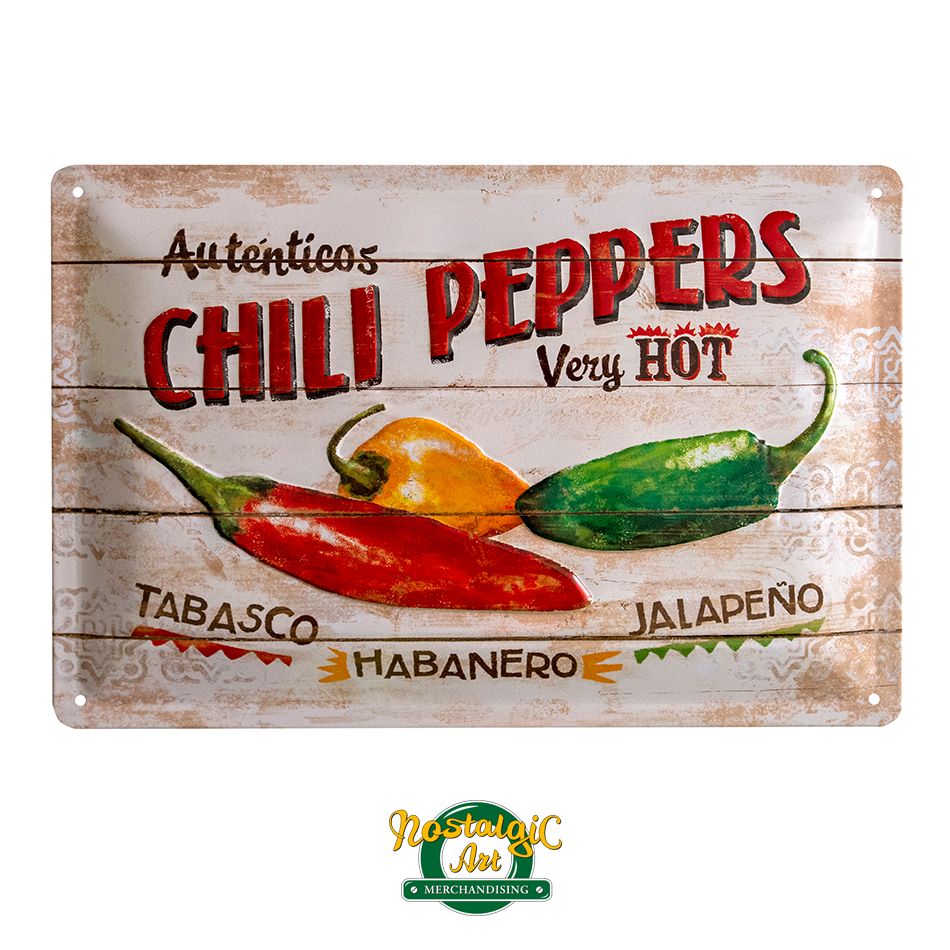 Plaque métal 20 x 30 cm - Chili Peppers