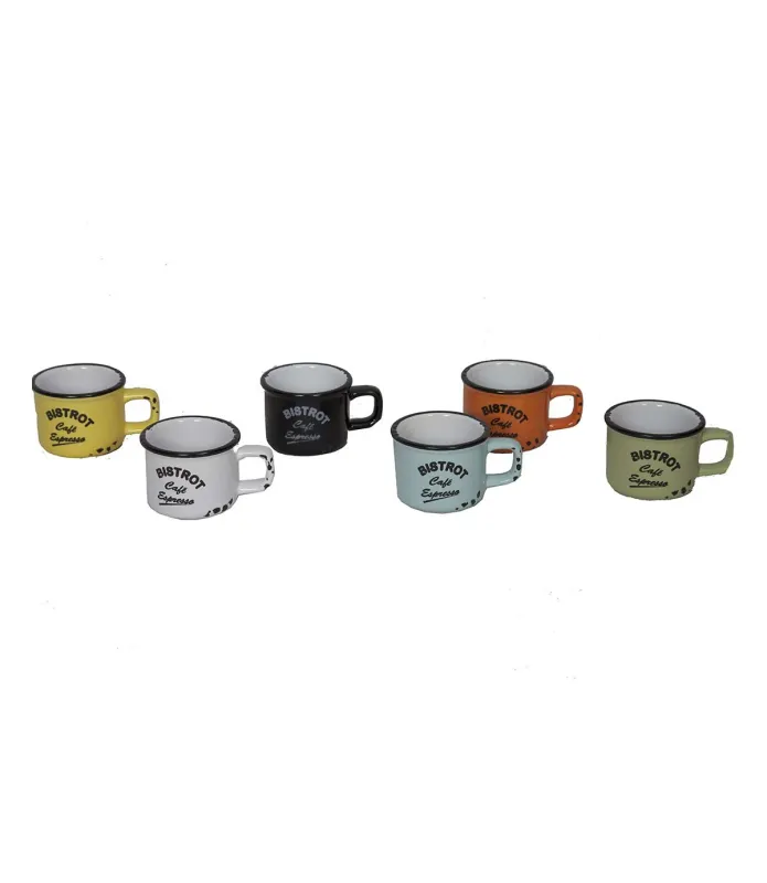 Tasses expresso  -  Lot de 6 - 6 couleurs