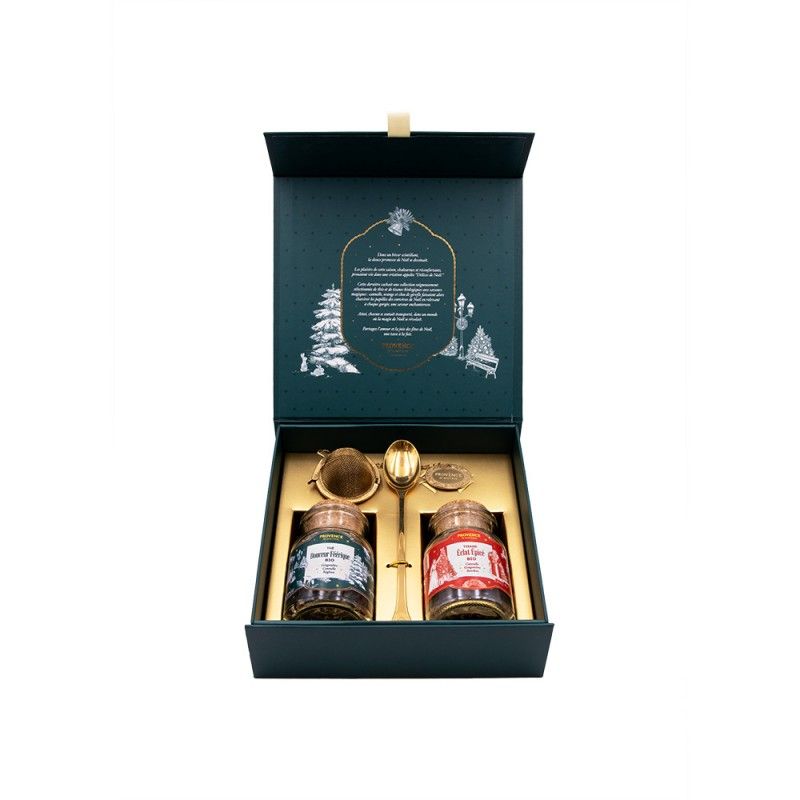 Coffret DÉLICES DE NOËL - Thé et tisane Bio, avec accessoires