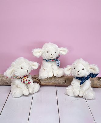 Peluche agneau blanc avec chouchou - 12 cm - Modèle aléatoire