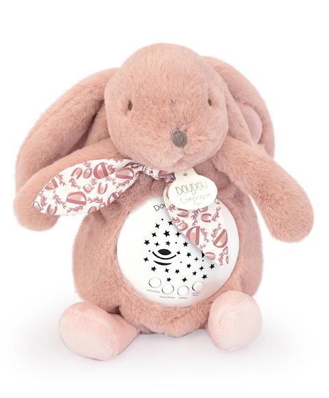 Veilleuse Lapin Musicale Projection mur avec chansons Douces - Rose poudré