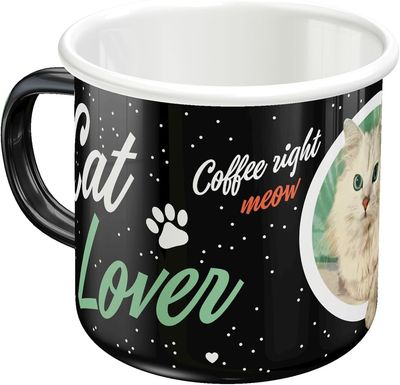 Mug en émail - Cat Lover Black