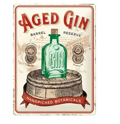 Plaque métal 30 x 40 cm - Aged Gin