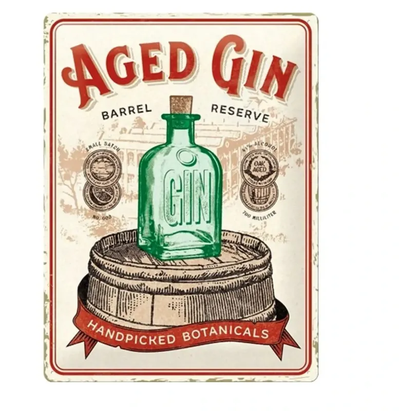 Plaque métal 30 x 40 cm - Aged Gin