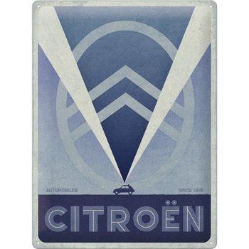 Plaque métal 30 x 40 cm - Citroën - 2CV Logo Blue