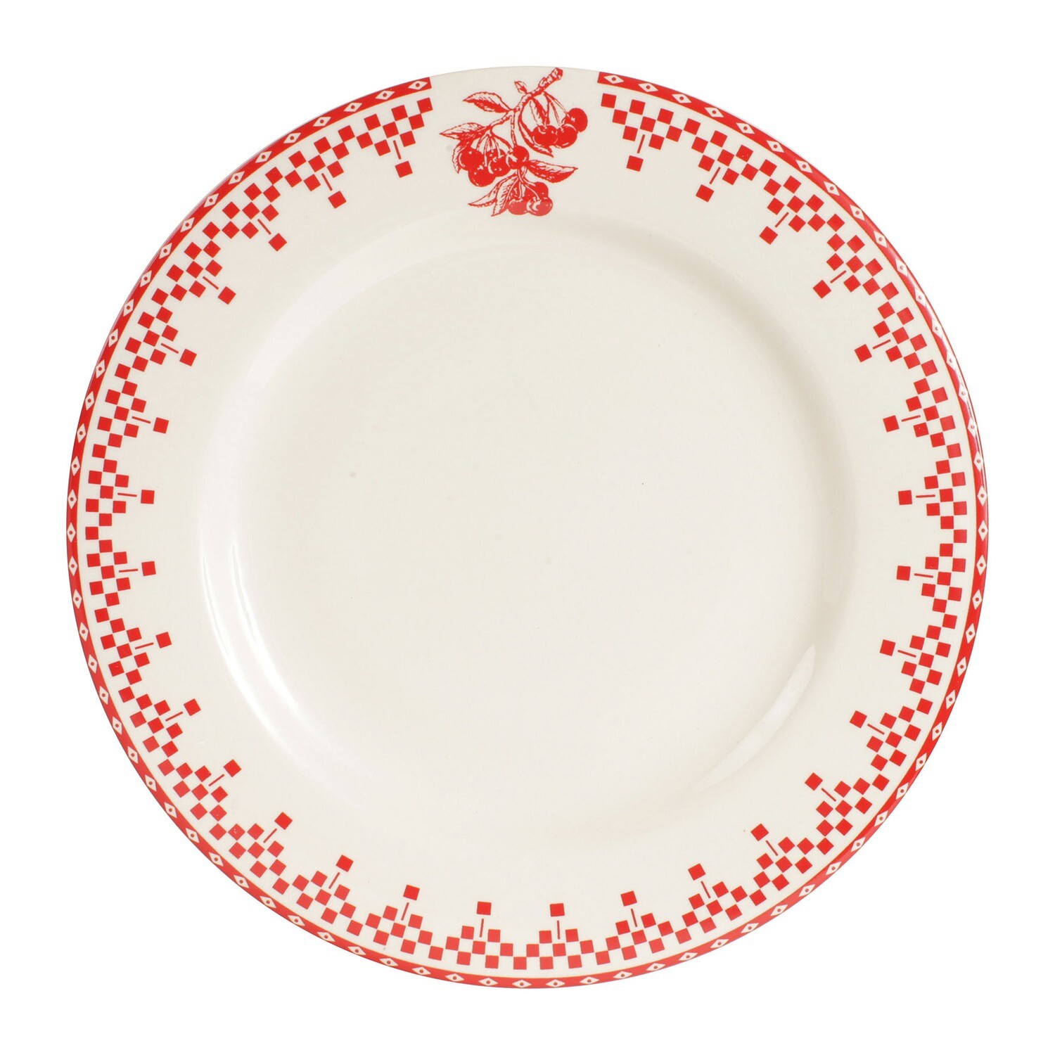 Assiette plate Damier rouge