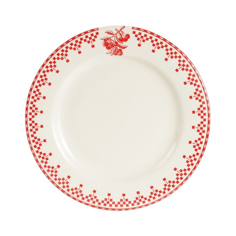 Assiette à dessert Damier rouge