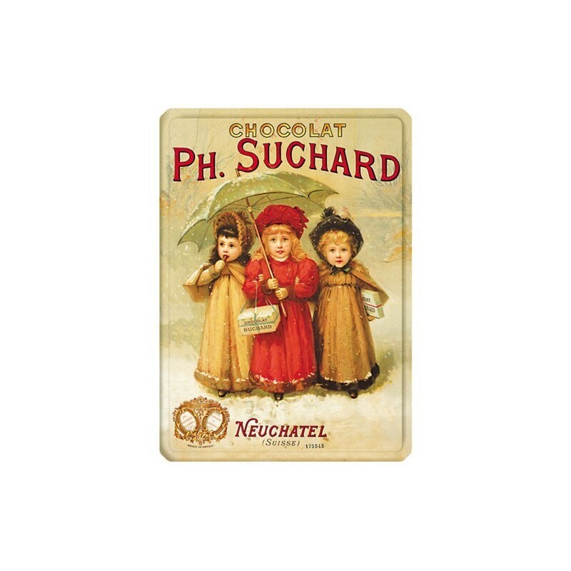 Plaque métal 15 X 21 cm - Chocolat Suchard Trois enfants