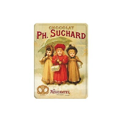 Plaque métal 15 X 21 cm - Chocolat Suchard Trois enfants