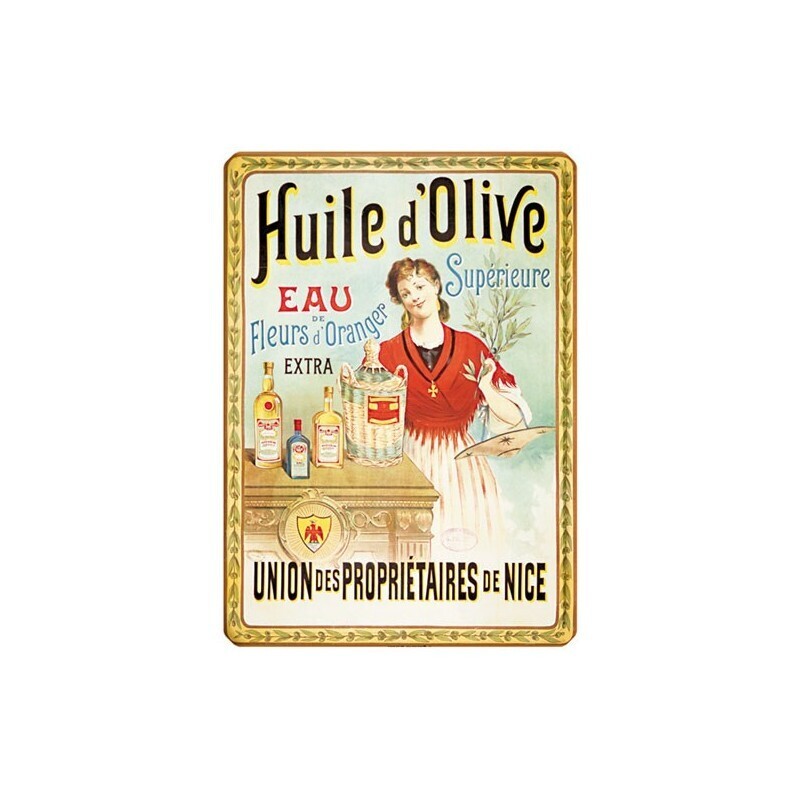 Plaque métal 15 X 21 cm - Huile d'olive de Nice
