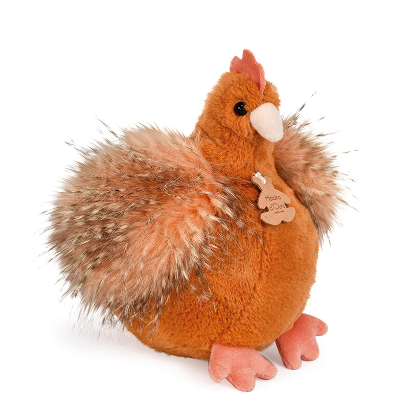Peluche poule "Poulette" - Orange roux - 20 cm