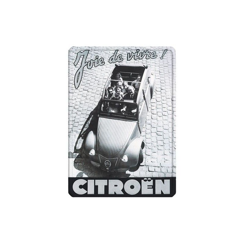 Plaque métal 15 X 21 cm - 2 CV Joie de vivre - Citroen