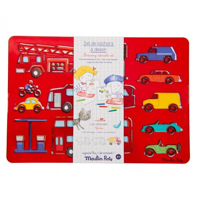 Set de pochoirs à dessin Véhicules -  Aujourd'hui c'est mercredi !