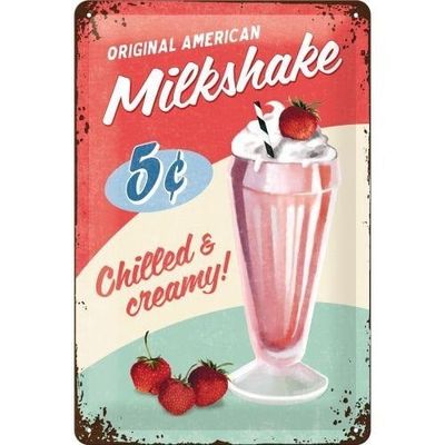 Plaque métal 20 x 30 cm - Milkshake