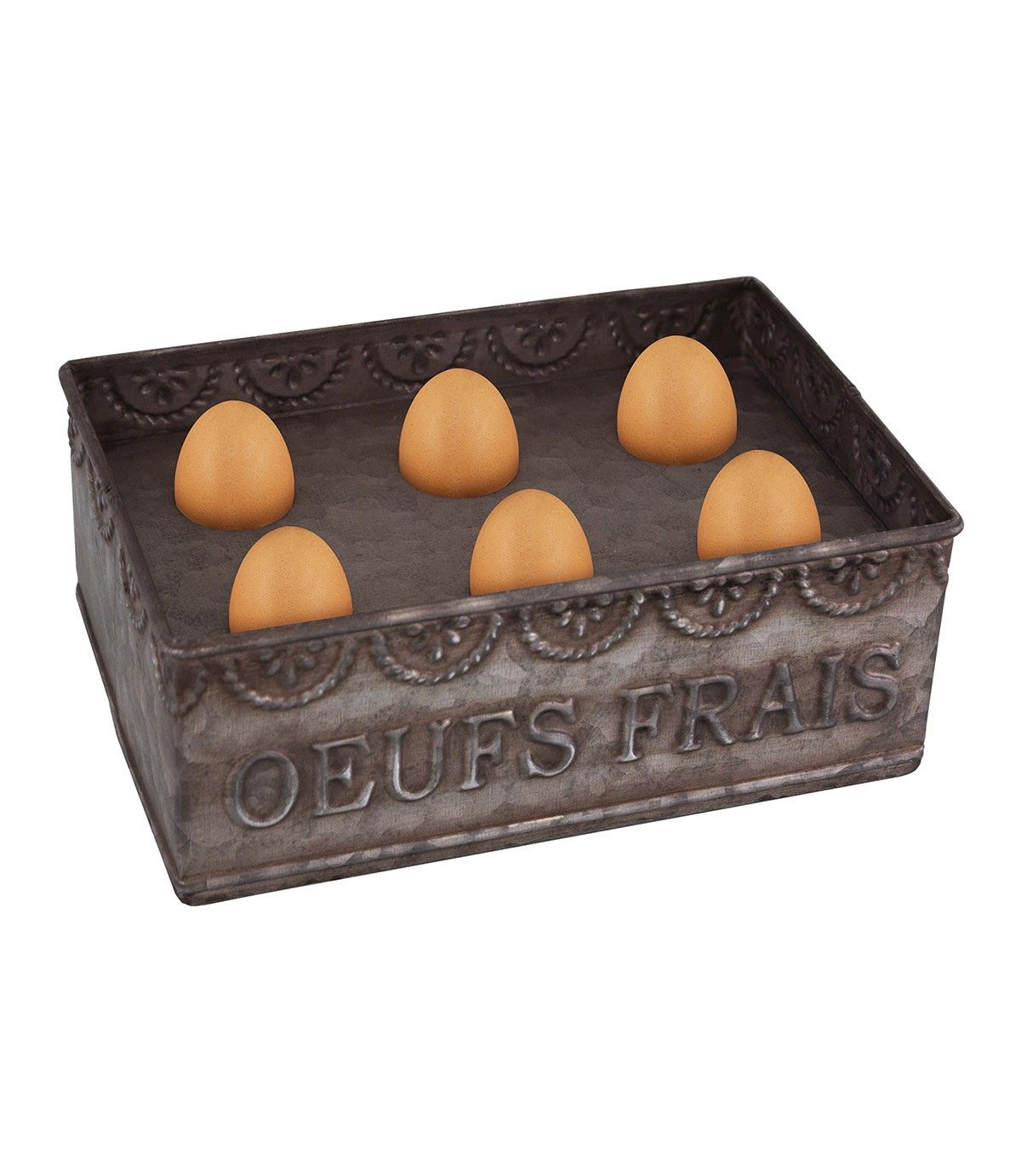 Boîte zinc "OEUFS FRAIS"