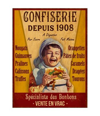 Plaque métal "Confiserie" 33 x 25 cm