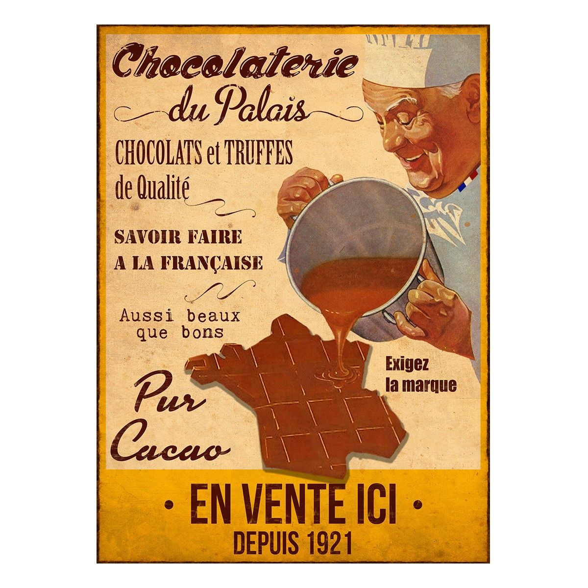 Plaque "Chocolaterie du Palais" 33 x 25 cm