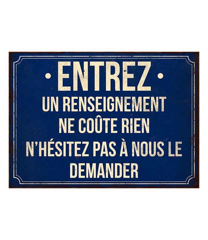 Plaque métal "Entrez renseignement" 21 x 15 cm