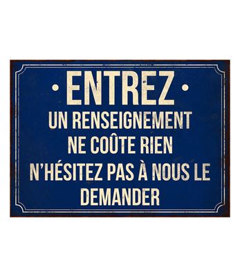 Plaque métal "Entrez renseignement" 21 x 15 cm