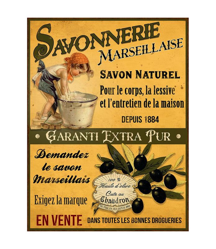 Plaque métal "Savonnerie" 33 x 25 cm