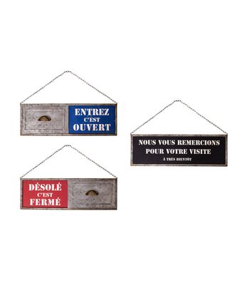 Panneau de porte sur chainette "Ouvert/Fermé"