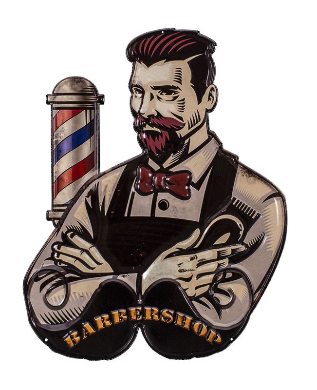 Plaque embossée "BARBER SHOP"