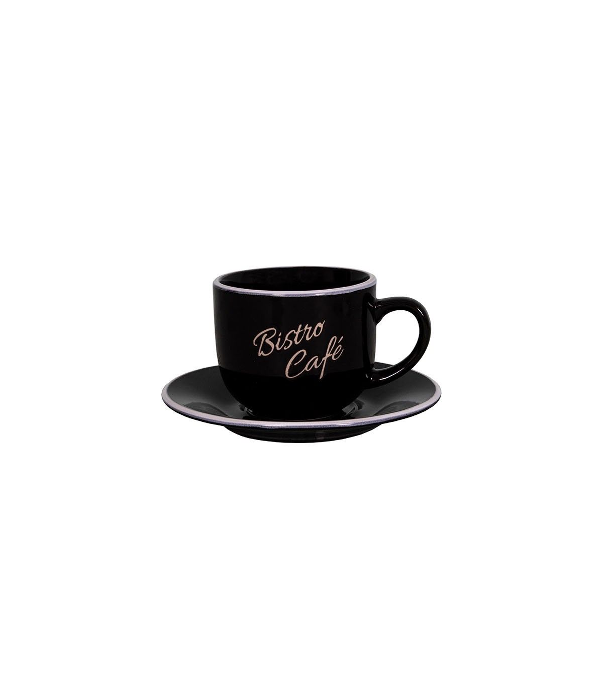 Mug et soucoupe "Bistro - Café" Noir