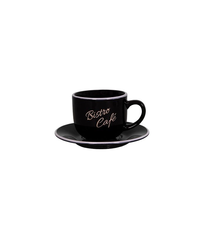 Mug et soucoupe "Bistro - Café" Noir