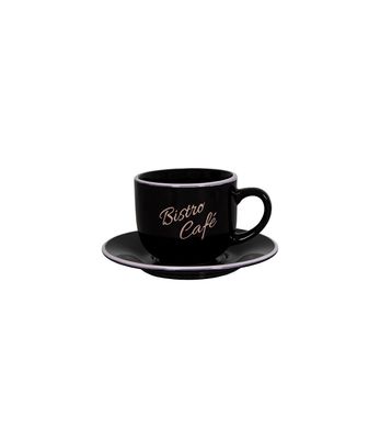 Mug et soucoupe "Bistro - Café" Noir
