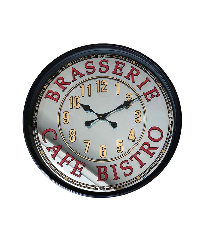 Pendule miroir "Brasserie Café Bistrot" Ø 60 cm