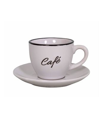 Tasse espresso et sous-tasse "Bistro - café" Blanche