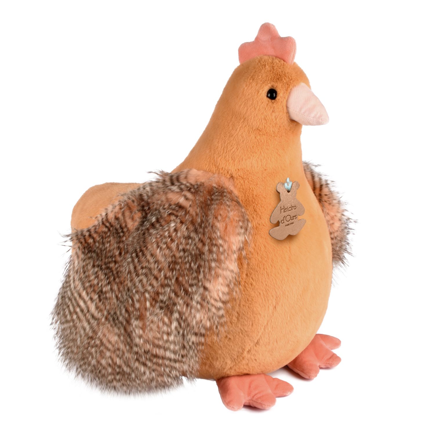 Peluche Madame Poule XXL - Orange roux - 50cm