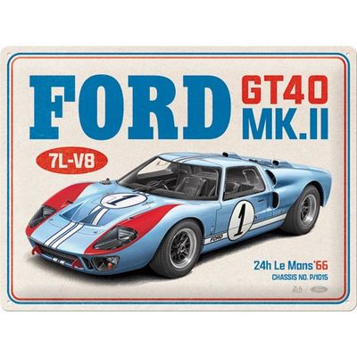 Plaque métal 30 x 40 cm - Ford - GT40 24H Le Mans 1966